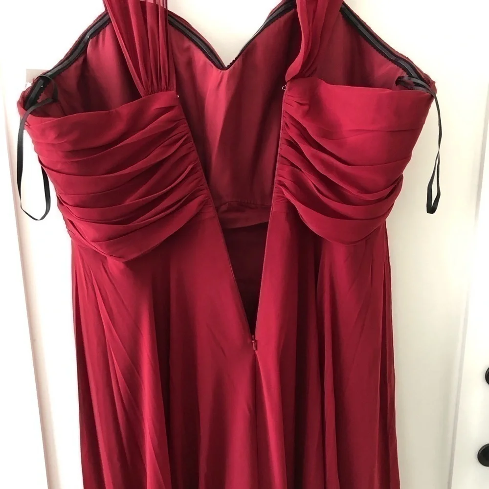 Dessy Collection Burgundy Chiffon Sweetheart Bridesmaid Gown Plus Dress 22